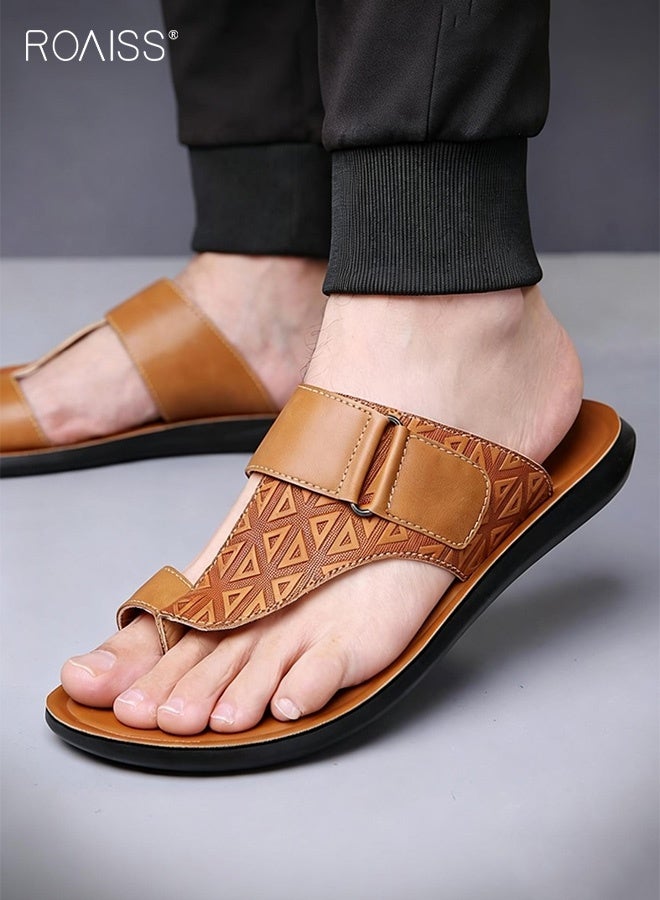 roaiss Men's All Match French Soft Slippers Versatile Flip-Flops for Beach and Outdoor Wear Non-slip Soles, Superior Comfort Casual Fashionable Brown - Image 4